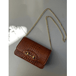 Bolsa Luna Couro Croco Caramelo