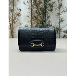 Bolsa Luna Couro Croco Preto