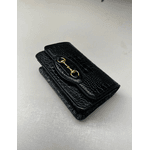 Bolsa Luna Couro Croco Preto