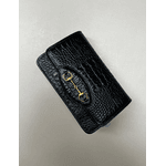 Bolsa Luna Couro Croco Preto