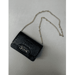 Bolsa Luna Couro Croco Preto