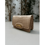 Bolsa Luna Couro Croco Nude