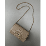 Bolsa Luna Couro Croco Nude