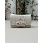 Bolsa Luna Couro Croco Off White