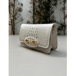 Bolsa Luna Couro Croco Off White