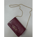 Bolsa Luna Couro Croco Cabernet