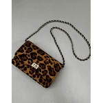 Bolsa Livia Couro Animal Print Onca com PReto