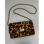Bolsa Livia Couro Animal Print Onca com PReto