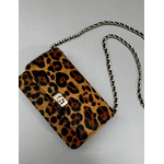 Bolsa Livia Couro Animal Print Onca com PReto