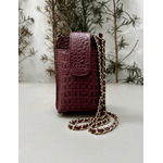 Porta Celular Mia em Couro Croco Cabernet