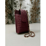 Porta Celular Mia em Couro Croco Cabernet