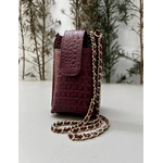 Porta Celular Mia em Couro Croco Cabernet