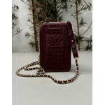 Porta Celular Mia em Couro Croco Cabernet