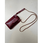 Porta Celular Mia em Couro Croco Cabernet