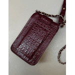 Porta Celular Mia em Couro Croco Cabernet