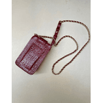 Porta Celular Mia em Couro Croco Cabernet