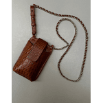 Porta Celular Mia em Couro Croco Caramelo