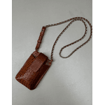 Porta Celular Mia em Couro Croco Caramelo