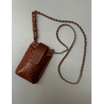 Porta Celular Mia em Couro Croco Caramelo