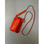 Porta Celular Mia em Couro Croco Laranja