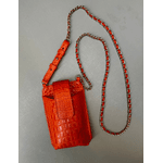 Porta Celular Mia em Couro Croco Laranja