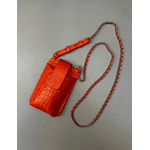 Porta Celular Mia em Couro Croco Laranja