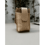 Porta Celular Mia em Couro Croco Nude