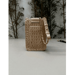 Porta Celular Mia em Couro Croco Nude