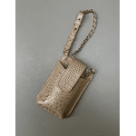Porta Celular Mia em Couro Croco Nude