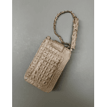 Porta Celular Mia em Couro Croco Nude