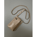 Porta Celular Mia em Couro Croco Nude