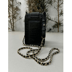 Porta Celular Mia em Couro Croco Preto