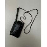 Porta Celular Mia em Couro Croco Preto