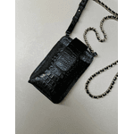 Porta Celular Mia em Couro Croco Preto