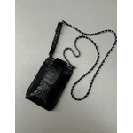Porta Celular Mia em Couro Croco Preto