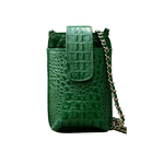 Porta Celular Mia em Couro Croco Verde 
