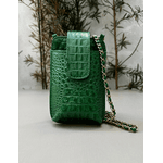 Porta Celular Mia em Couro Croco Verde 