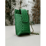 Porta Celular Mia em Couro Croco Verde 
