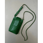 Porta Celular Mia em Couro Croco Verde 