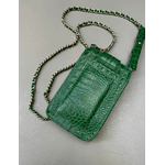 Porta Celular Mia em Couro Croco Verde 