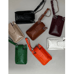 Porta Celular Mia em Couro Croco Cabernet