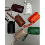 Porta Celular Mia em Couro Croco Off White