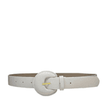 Cinto de Couro Milão Off White com Fivela Meia Lua