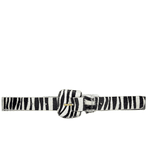 Cinto de Couro Andria Animal Print Zebra com Fivela Encapada Quadrada