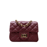 Bolsa Kiara Pequena Couro Cor Cabernet com Ferragens Douradas