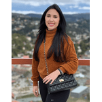 Bolsa Lavínia Couro Preto com Ferragens Dourada