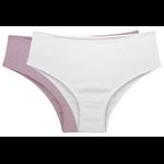 KIT CALCINHA BASIC 100% ALGODÃO BRANCO/ROSA RETRO