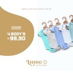 KIT COM 4 BODYS UNISSEX - ESTAMPADOS 