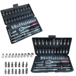 Kit Jogo Ferramentas 46 Peças Crv 1/4 Pol FNT-1123 + Macaco Jacaré 2 Ton FNT-1129