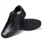 Sapato Social Masculino Comfort de Amarrar em Couro Bovino Preto